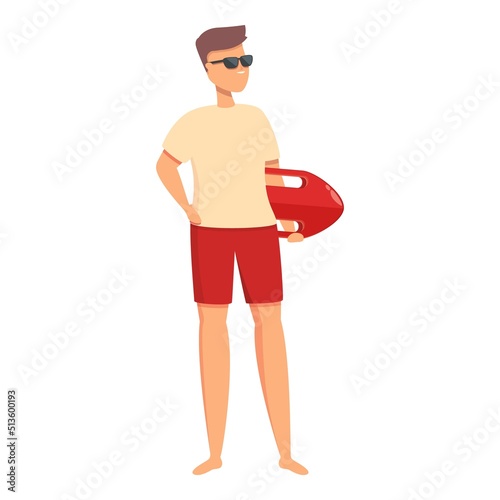 Lifeguard man icon cartoon vector. Beach guard. Life safety