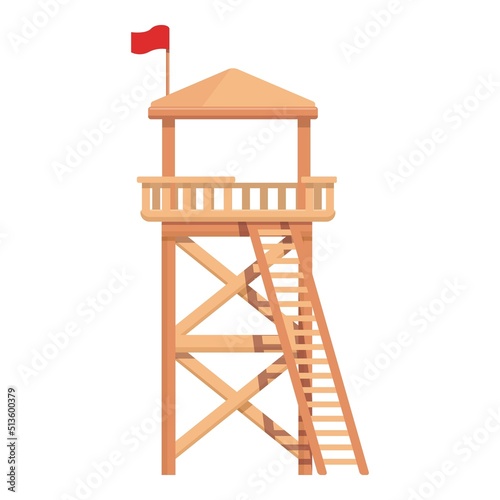 Swim security tower icon cartoon vector. Guard life. Ocean safety