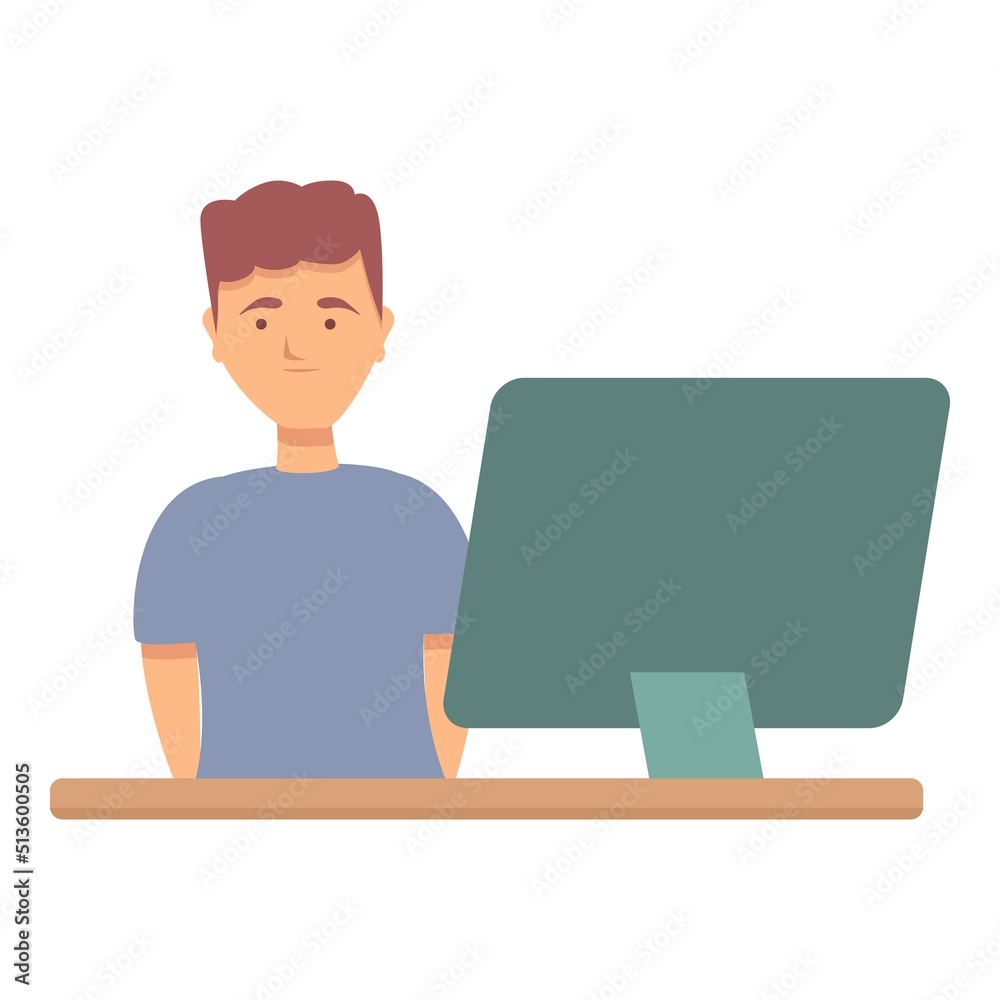 Online learn icon cartoon vector. Child school. Class study Online learn icon cartoon vector. Child school. Class study
