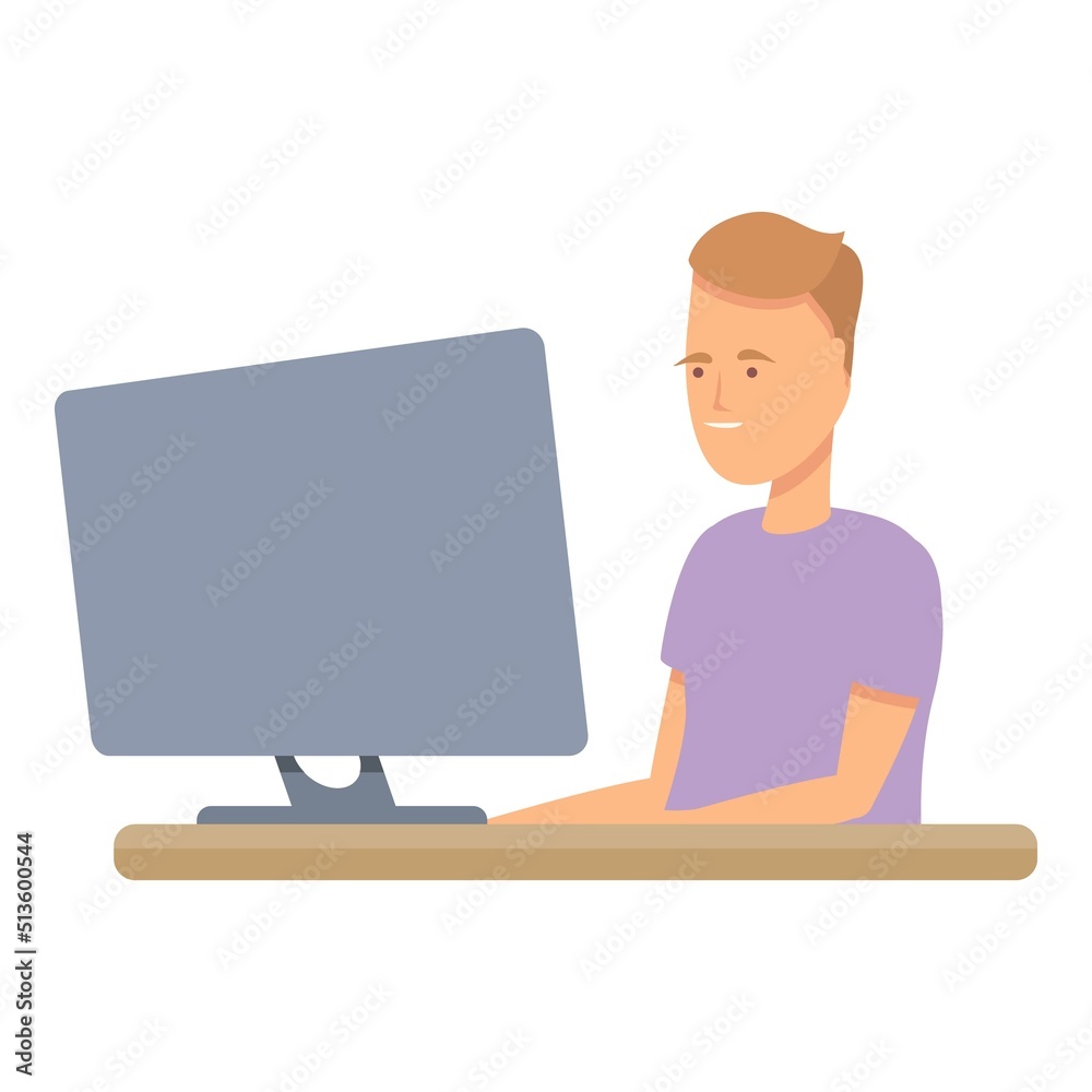 Online education icon cartoon vector. Internet school. Children learn Online education icon cartoon vector. Internet school. Children learn