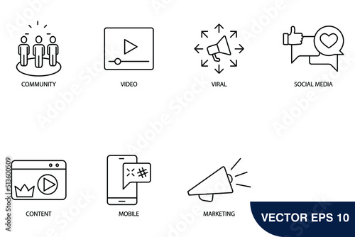 social media marketing technology icons set . social media marketing technology pack symbol vector elements for infographic web