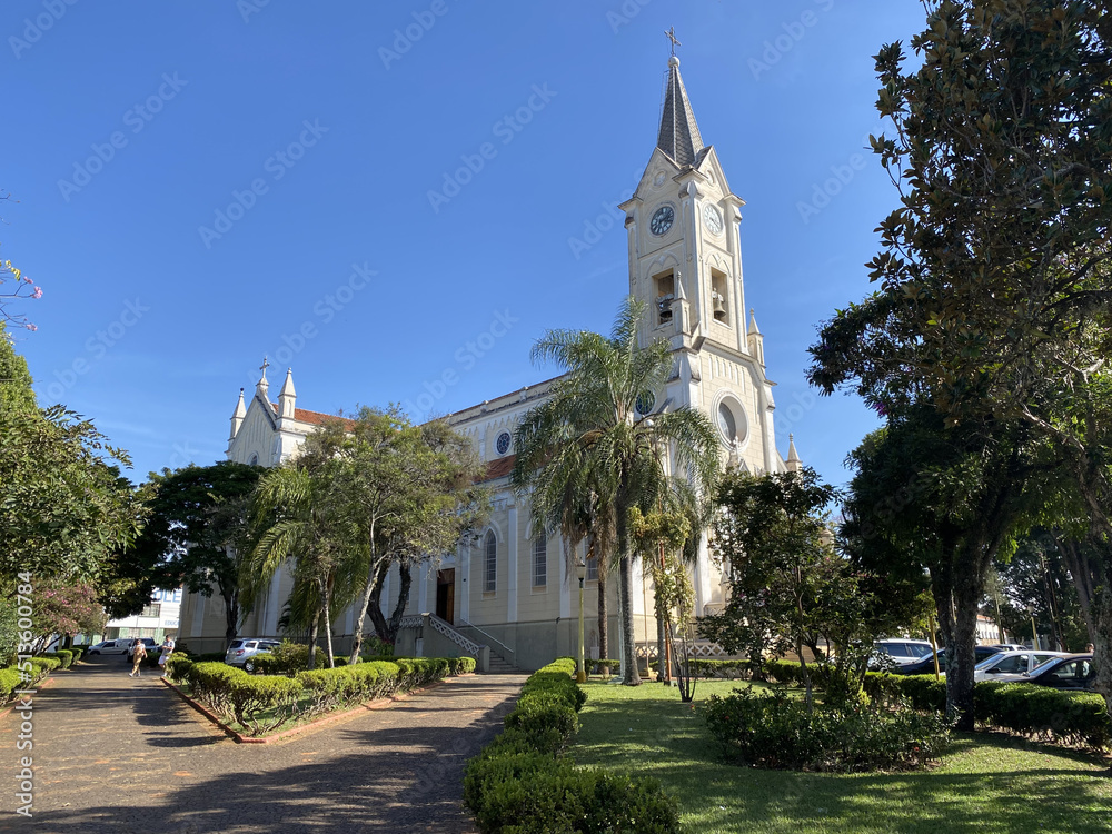 The Church of Our Lady of Sorrows, a catholic church in city centre in Avaré, Sao Paulo, Brazil.