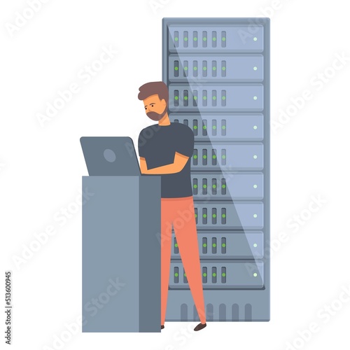 Server icon cartoon vector. Computer system. Room repair