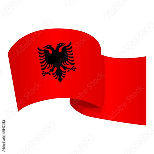 Red flag albania icon cartoon vector. Europe capital. Monument landmark