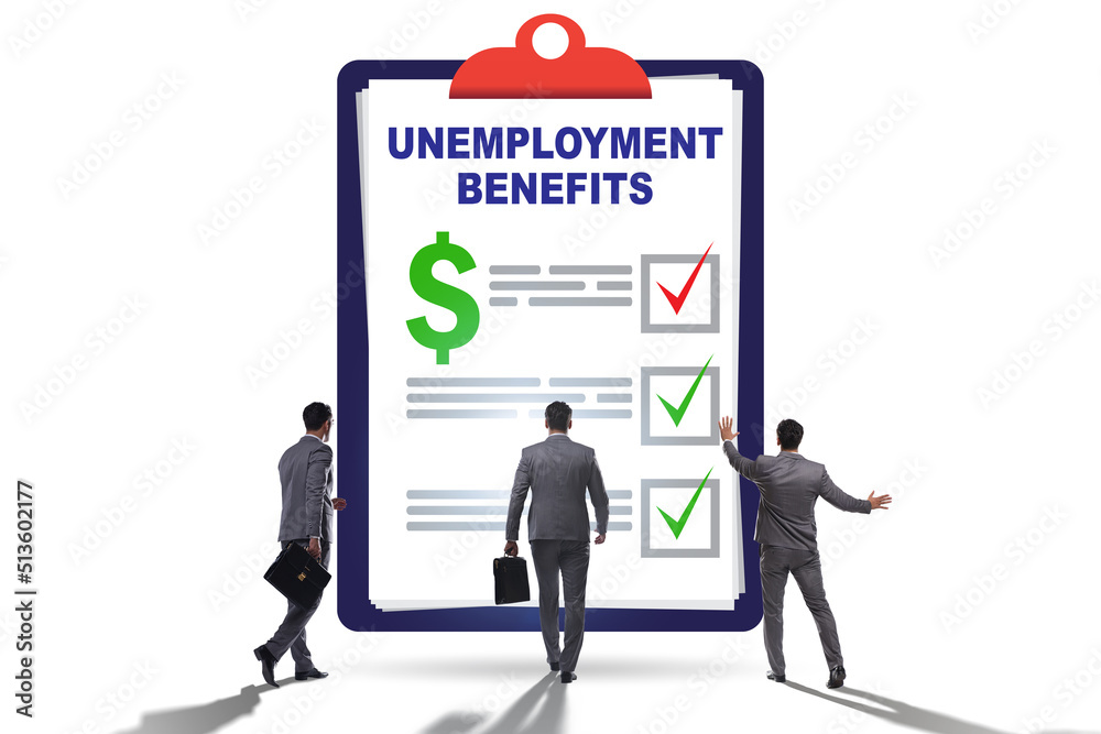 Concept with unemployment benefit form application Concept with unemployment benefit form application
