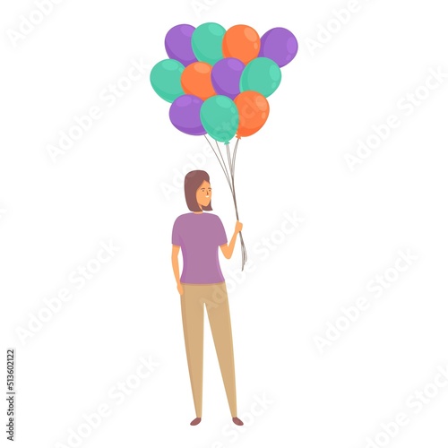 Holiday balloon seller icon cartoon vector. Happy vender. Sell shop © nsit0108