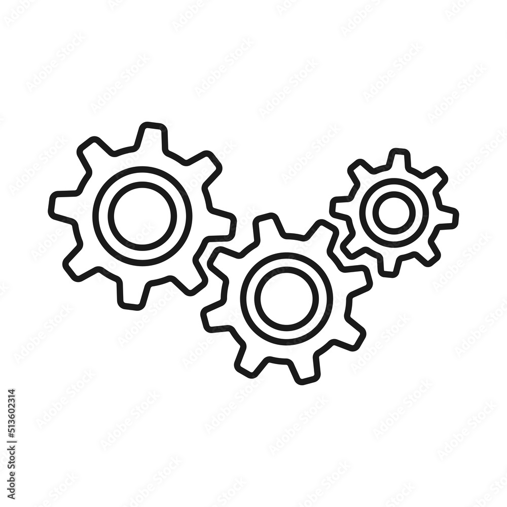 Linear gear symbol. Single mechanism concept.