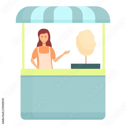 Street candy seller icon cartoon vector. Food cart. Stand shop
