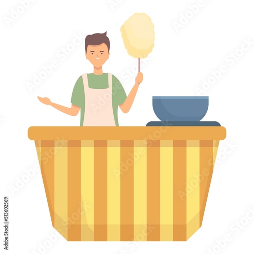 Cotton candy market icon cartoon vector. Food cart. Stand shop