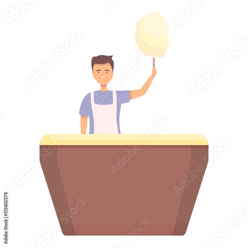 White cotton candy icon cartoon vector. Street machine. Stand shop