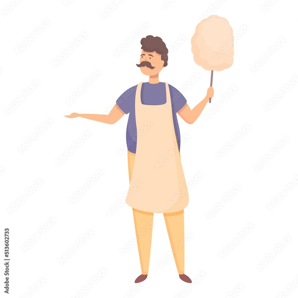 Old cotton candy seller icon cartoon vector. Street machine. Cream ice Old cotton candy seller icon cartoon vector. Street machine. Cream ice