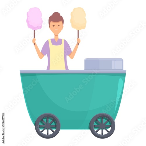 Cotton candy icon cartoon vector. Shop stand. Street truck