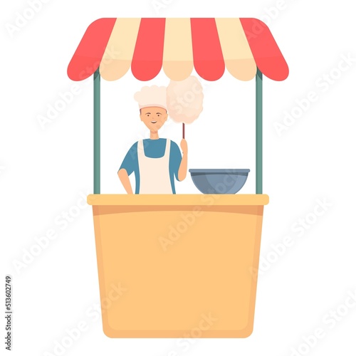 Cotton candy seller icon cartoon vector. Cart food. Shop vendor