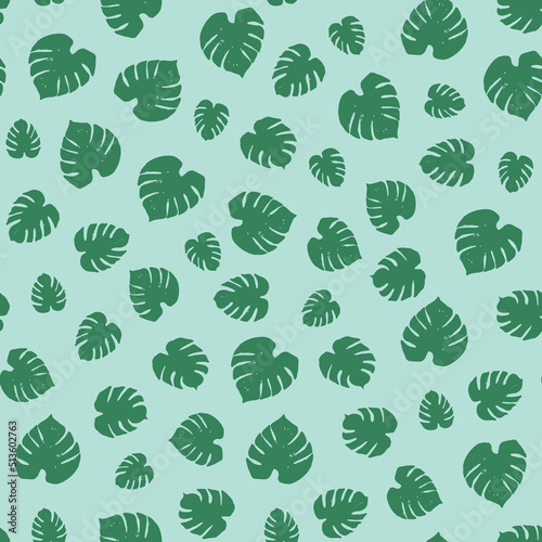 Tropical Hawaii party monstera palm leaves seamless vector pattern