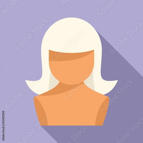 Long wig icon flat vector. Head fashion