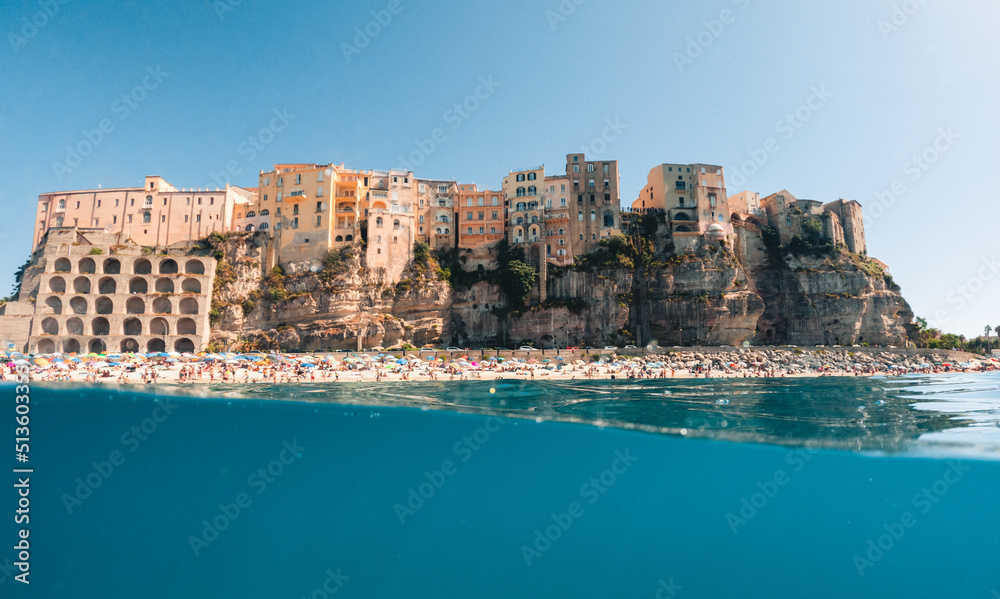 Tropea city view from underwater