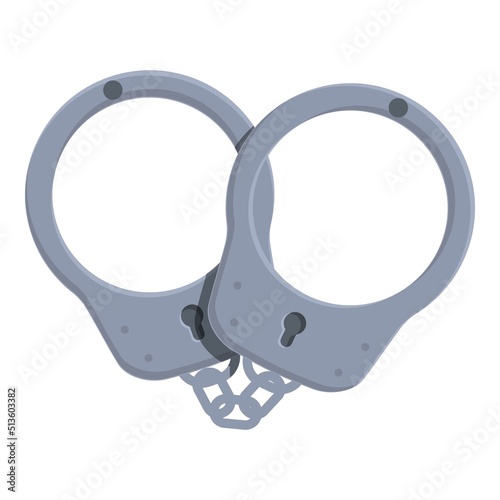 Handcuff lock icon cartoon vector. Crime arrest. Proson criminal