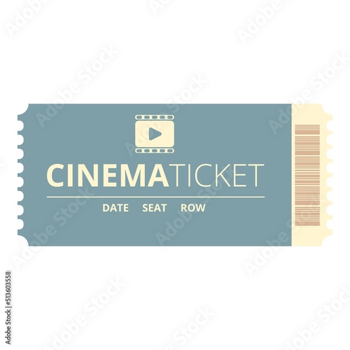 Sign cinema ticket icon cartoon vector. Movie film. Paper show photo