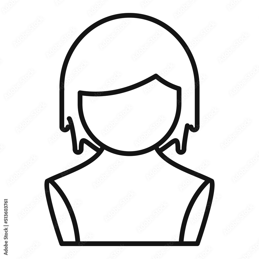 Young wig icon outline vector. Hairstyle short Young wig icon outline vector. Hairstyle short