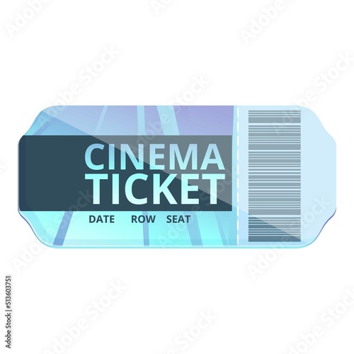 Cinema ticket icon cartoon vector. Film event. Entry show photo