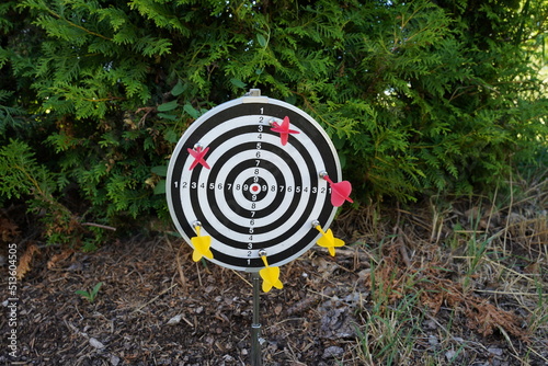 trying to hit the dartboard	
