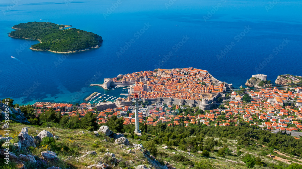 Lokrum Island and Old Town  from Mt. Srd Dubrovnik