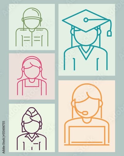 set of female professions