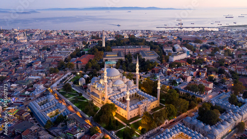 aerial view of istanbul at sunset photo
