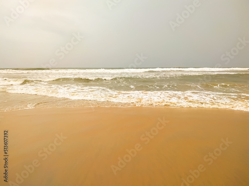 Sand and sea on the beach. Abstract natural for travel and summer background.