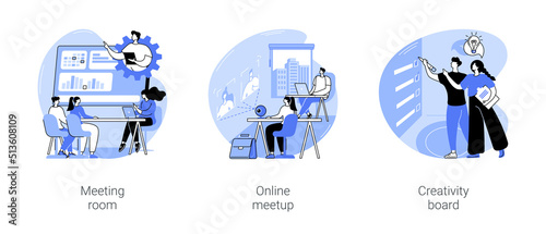 Teamwork at the office isolated cartoon vector illustrations se