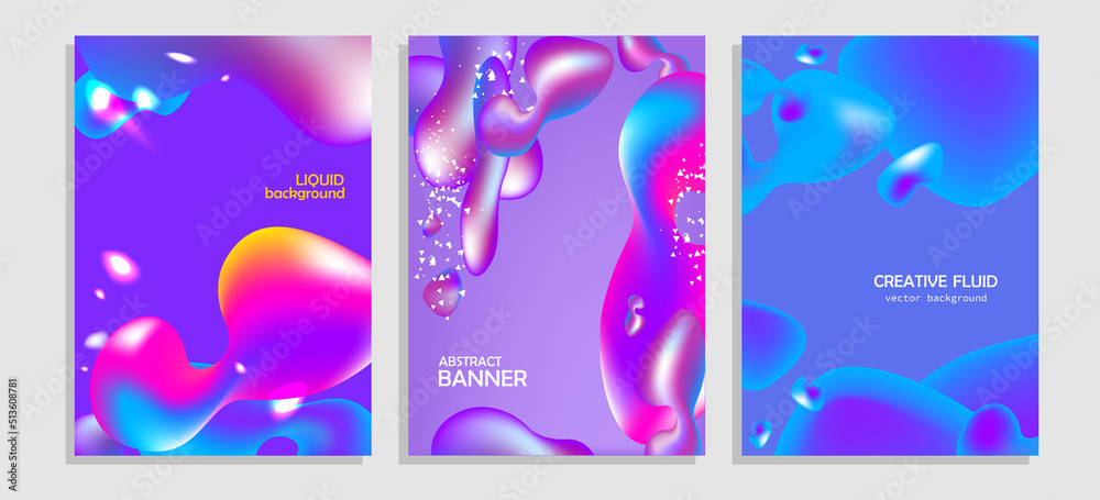 Purple abstract posters set
