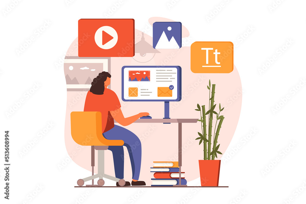 Ui and ux designers web concept in flat design. Woman creating and ...