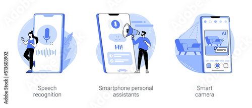 Artificial Intelligence technology use isolated cartoon vector illustrations se