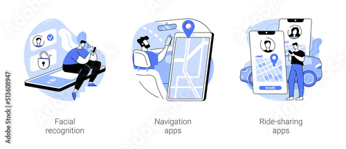 Artificial Intelligence applications isolated cartoon vector illustrations se