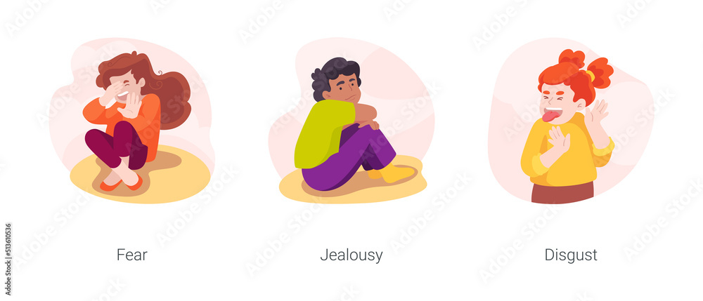 Fototapeta premium Child feelings isolated cartoon vector illustration set