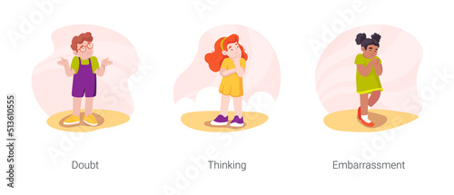 Kid emotional state isolated cartoon vector illustration set