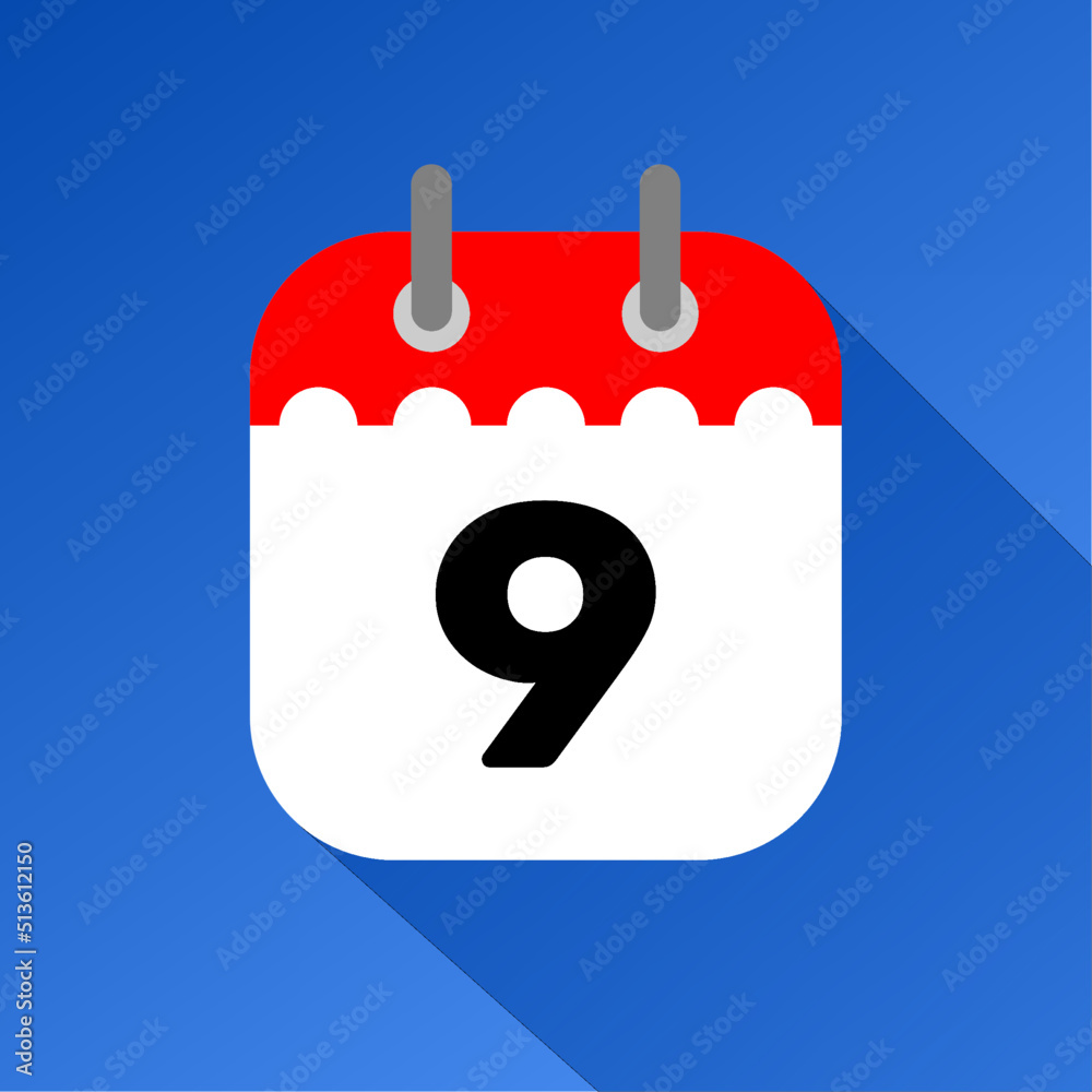 red and white date 9 wall calendar with blue background red and white date 9 wall calendar with blue background