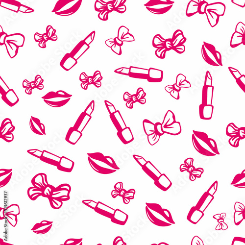 seamless pattern bows and ipstick