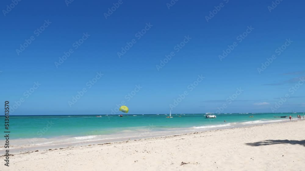 Pristine and bounty shore. Arena Gorda beach with white sand and azure sea water. Nobody Pristine and bounty shore. Arena Gorda beach with white sand and azure sea water. Nobody