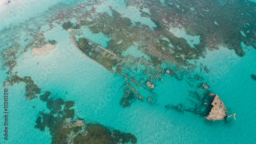 aerial view of the ship wreck in the indian ocean in dar es salaam  Tanzania