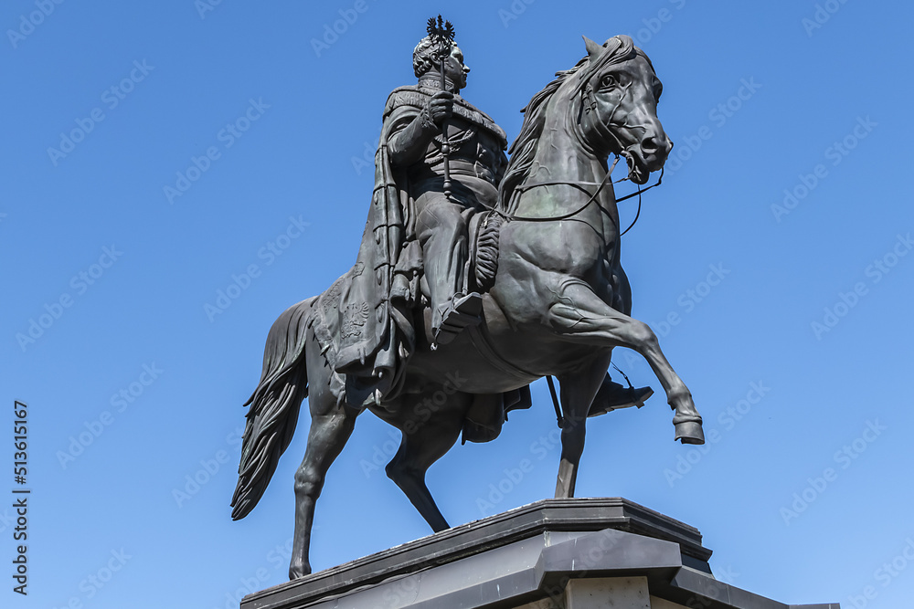 Equestrian monument of Kaiser Friedrich Wilhelm III, King of Prussia at Heumarkt square. Cologne, North Rhine Westphalia, Germany.