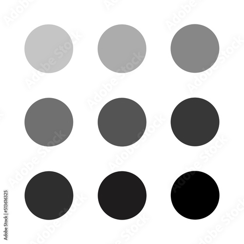 Grau bis Schwarz  - verschiedene Grautöne bis Schwarz - Pastell / Matt Farben - Nuancen - Farbauswahl - Button