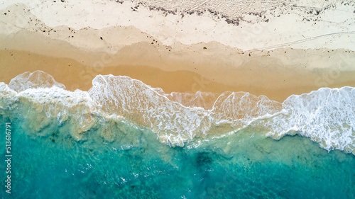 aerial view of the sandy beach and ocean in Zanzibar