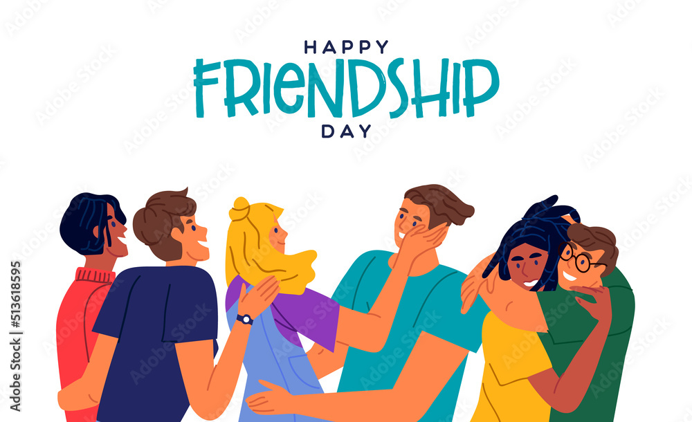 Obraz premium Happy frindship day greeting card illustration