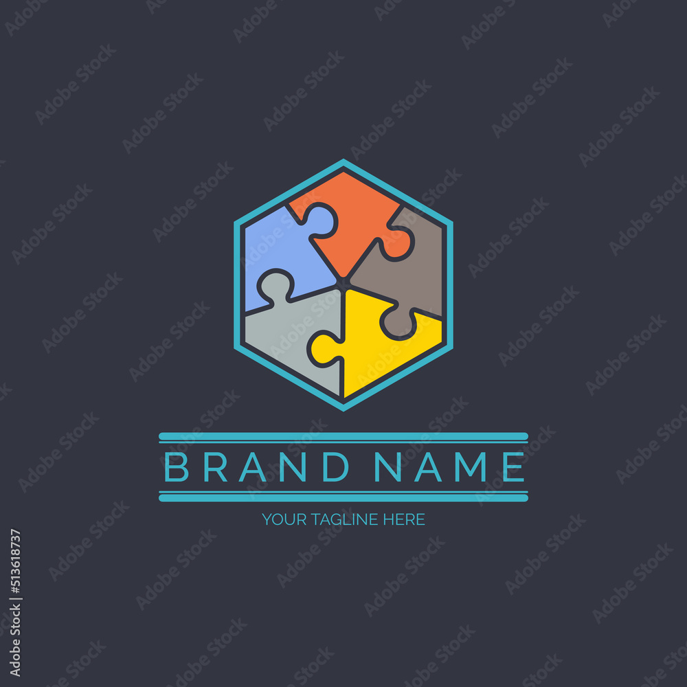 modern hexagonal puzzle logo design template for brand or company and other modern hexagonal puzzle logo design template for brand or company and other