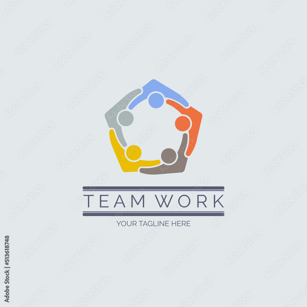 people team work connection logo design template for brand or company and other