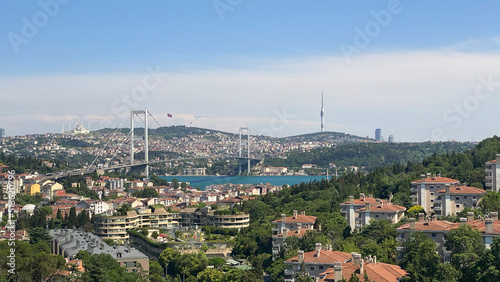 panorama with a bridge across the Bosphorus, Istanbul, Turkey