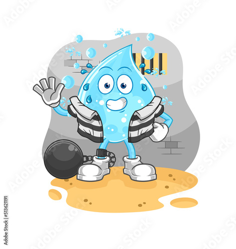 soda water criminal in jail. cartoon character