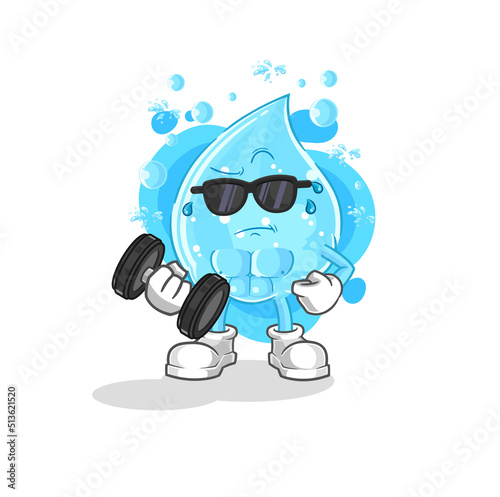 soda water lifting dumbbell vector. cartoon character