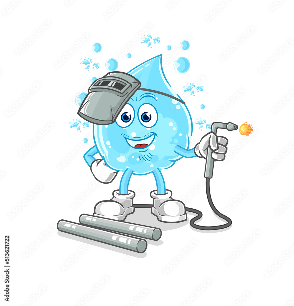 soda water welder mascot. cartoon vector